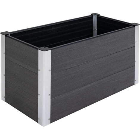 AMXCNOY Jardinière surélevée, résistante aux intempéries, en WPC et aluminium, sans fond, grise, 100 x 50 x 50 cm (1/5)