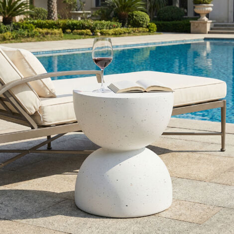 AMXCNOY Table d'appoint d'extérieur en oxyde de magnésium (MgO), légère et pratique, au style moderne, idéale pour une utilisation intérieure et extérieure (jardins, balcons, piscines, etc.), finition (1/5)