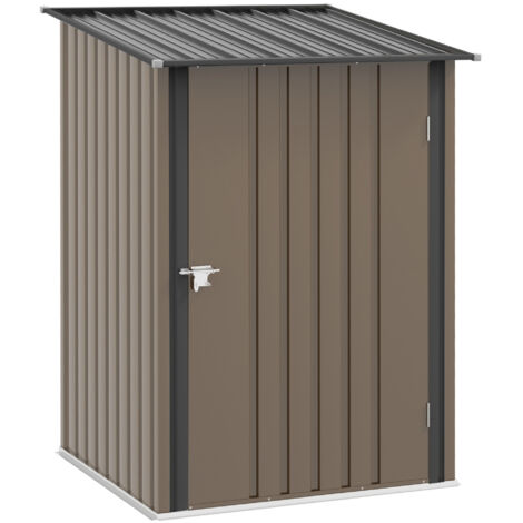 AMXCNOY Abri de jardin en acier, 0,92 m², abri à outils avec toit pentu, armoire de jardin verrouillable, abri pour balcon ou terrasse, 100 x 103 x 160 cm, marron (1/5)