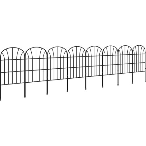 AMXCNOY Clôture de jardin décorative en métal, lot de 8, clôture à emboîter pour balcon ou terrasse, noire, 93 x 150 cm, robuste et élégante