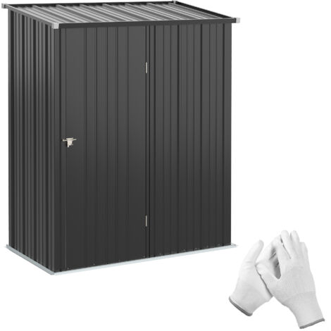 AMXCNOY Abri de jardin 1,34 m², armoire de jardin verrouillable avec toit monopente en acier galvanisé, 161,5 x 94,5 x 196 cm, noir (1/5)