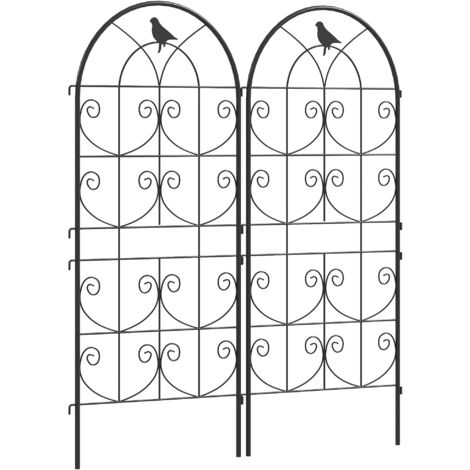 AMXCNOY Ensemble de 2 treillis métalliques antirouille, motif oiseau, pour plantes grimpantes, 50 x 120 cm, espalier pour plantes d'intérieur, treillis pour tomates, fleurs, plantes grimpantes, noir (1/5)