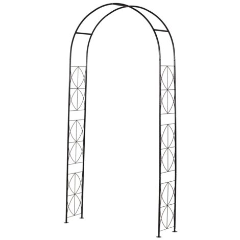 AMXCNOY Arche de jardin avec treillis, toit arqué, métal noir, 114 x 30 x 230 cm, pour plantes grimpantes et décoration