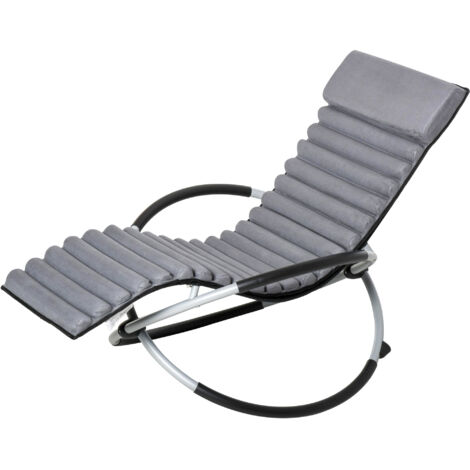 AMXCNOY Fauteuil à bascule/transat de jardin ergonomique 2 en 1, métal/textile, forme sphérique, noir, 145 x 74 x 88 cm, pour un confort optimal au jardin (1/5)