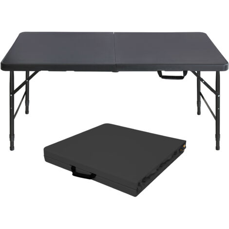 AMXCNOY Table pliante portable robuste de 125 cm avec poignée, hauteur réglable, multifonctionnelle, idéale pour le camping, les pique-niques et les fêtes en intérieur/extérieur, capacité de charge 13 (1/5)