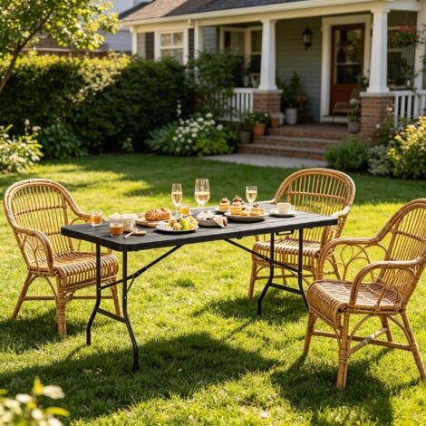 AMXCNOY Table de balcon à plateau lisse, table de buffet, table à manger design pliante (1/5)