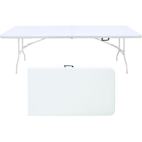 AMXCNOY Table pliante portable robuste de 244 cm avec poignée, table pliable multifonctionnelle pour le camping, les pique-niques et les fêtes en intérieur/extérieur, capacité de charge 135 kg (blanch (1/5)