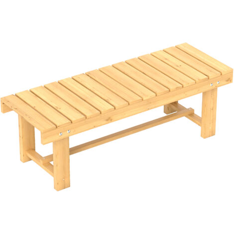 AMXCNOY Banc de jardin 2 places en bois massif, imperméable et résistant, 110 x 38 x 35 cm, stable pour balcon, jardin et terrasse, couleur naturelle (1/5)
