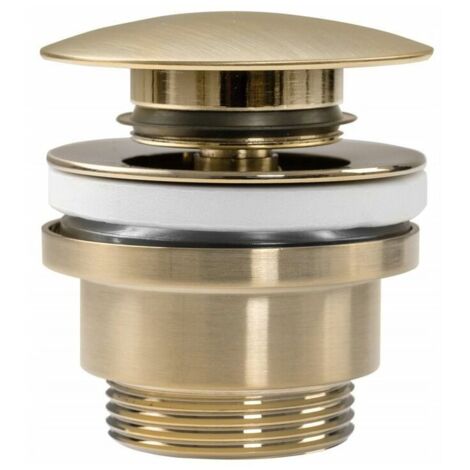 Bonde de lavabo universelle clic-clac GOLD MAT Bonde pop-up pour lavabos et meubles sous-vasque (Or brossé) (1/4)