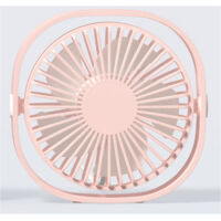 Petit ventilateur USB portable silencieux alimenté par USB uniquement (sans batterie), refroidissement, 3 vitesses, réglable, pivotant à 360°, pour la maison, le bureau, la chambre, Rose