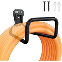 Supporto da parete per tubo da giardino, robusto supporto per tubo da esterno, avvolgitubo in metallo, gancio per tubo da giardino estensibile con 4 viti, tubo dell'acqua