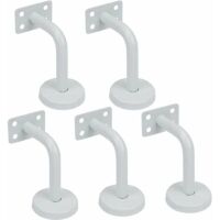 5 staffe per corrimano per scale, staffe per corrimano per scale in acciaio inox bianco - 60 x 80 mm - Viti di montaggio incluse - Per il fissaggio di ringhiere per scale e parapetti interni ed estern