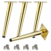 4 gambe oblique per tavolo, gambe in metallo per mobili, gambe coniche per mobili, acciaio inox 201, oro, altezza 25 cm, base antiscivolo e silenziosa per divani, tavoli e altri mobili