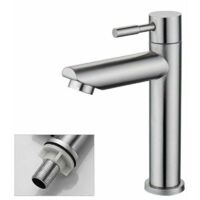 Rubinetto per acqua fredda per bagno, solo rubinetto per lavandino, superficie cromata, rubinetto lavamani in rame resistente, cartuccia aeratore rimovibile, comoda per pulizia o sostituzione
