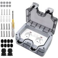 Presa esterna impermeabile con interruttore e spia luminosa, doppia presa da incasso impermeabile standard francese, AC 250 V/16 A per cucina, bagno, presa a muro da giardino, scatola elettrica imperm