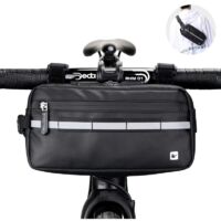 Rhinowalk, 1 confezione di borsa multifunzionale per manubrio bicicletta, impermeabile, borsa da telaio, adatta per mountain bike, bici da turismo (nero)