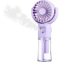Ventilateur Brumisateur Portable, Mini Ventilateur Portable Rechargeable, Ventilateur Portable à 4 Vitesses, USB Ventilo Portable, Voyage Accessoires pour Extérieur Bureau Camping (Violet)