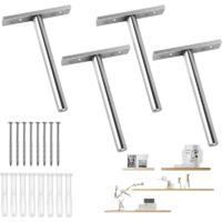Support Etagere Invisible, Fixation Invisible pour Étagère Mural en Bois, Supports en Métal pour Étagère Flottante, Etagere Murale Fixation Invisible avec Vis de Montage pour bricolage(100MM, 4PCS)