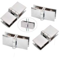 Charnière de porte en verre 4pcs 180 Ḟ, charnière de porte en verre, charnière de porte en verre en alliage de zinc, porte en verre à clip, installation facile et durable pour vitrine, armoire à vin,
