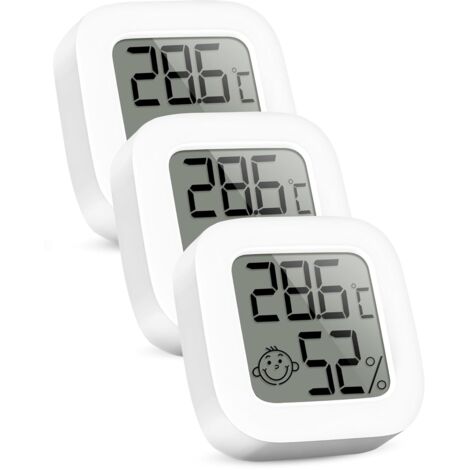 Mini Thermomètre Numérique LCD - Thermomètre et Hygromètre d'Intérieur, Thermo-Hygromètre, Humidomètre pour Chambre de Bébé, Salon, Bureau, Serre, Cave à Vin, 3 Pack (1/5)