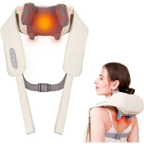 6D Masseur Cervical, Sans Fil Masseur dos et cervicales avec Massage par Pétrissage, 2 Niveaux de Chauffage et Housse Lavable, pour Cou, Dos, Jambes, Épaules, Cadeaux pour Hommes, Femmes