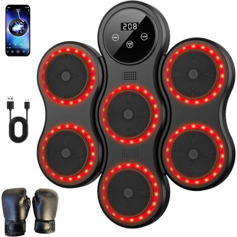 Machine de Boxe Musicale,9 Vitesse Cible Boxe Mural Musique avec Gants de Machine,Comptage Intelligent et Bluetooth Musicboxing pour Entraînement à la Maison,pour Adultes et Enfants Exercice