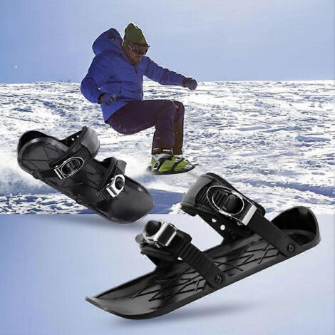 Mini patins à ski courts et fins à attacher aux bottes de ski, chaussures d'hiver pour le ski en plein air, noir, taille unique