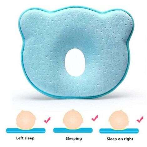 Oreiller orthopédique pour bébé contre la tête plate et la déformation de la tête, ours bleu