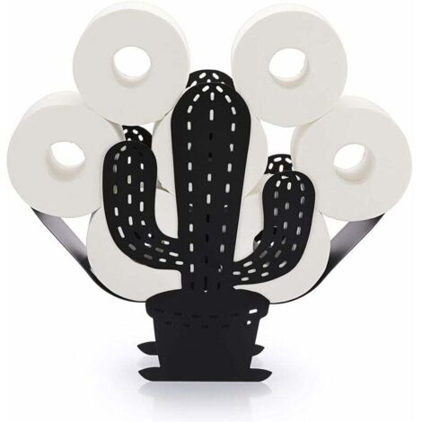 Support de Rouleau de Papier Toilette Porte-Papier en métal Stockage de Papier en Forme de Cactus pour Salle de Bain (Noir)