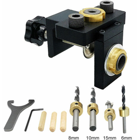 Gabarit de goujonnage kit de gabarit de trou de poche en bois perçage vertical localisat détachable pour meubles connexion perforat outils de menuiserie (1/5)
