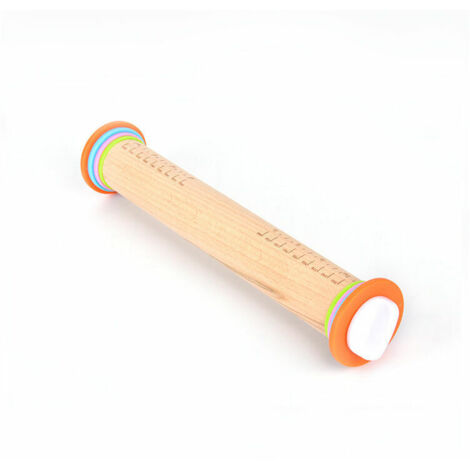 Rouleau Patisserie Réglable avec 4 Anneaux Amovibles pour la Cuisson,en Bois de Hêtre, 35 cm