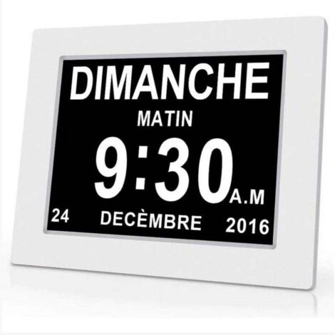 Horloge calendrier numérique One Piece 7 pouces avec date et heure, horloge Alzheimer pour parents, rappel de médicaments pour grands-parents et enfants - Blanc - 20414324mm