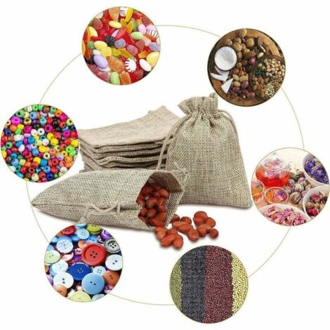 Jute Sac à Cordon Sachets en Jute Sacs Cadeau avec Cordon, Pochettes