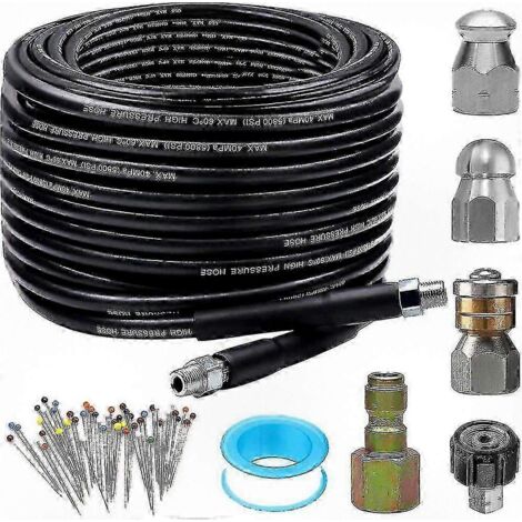Kit de nettoyage de canalisations à jet d'eau, tuyau de nettoyage de 30 m (100 pi), 5800 PSI (1/5)