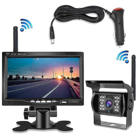 Moniteur 7 pouces, caméra de recul sans fil avec vision nocturne pour voiture et camping-car