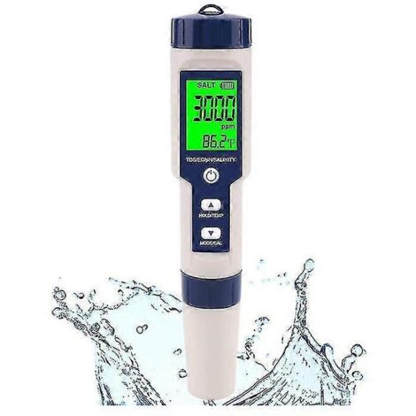 Testeur de sel pour piscine, salinomètre numérique, testeur de salinité pour eau salée 5 en 1 haute précision, IP67