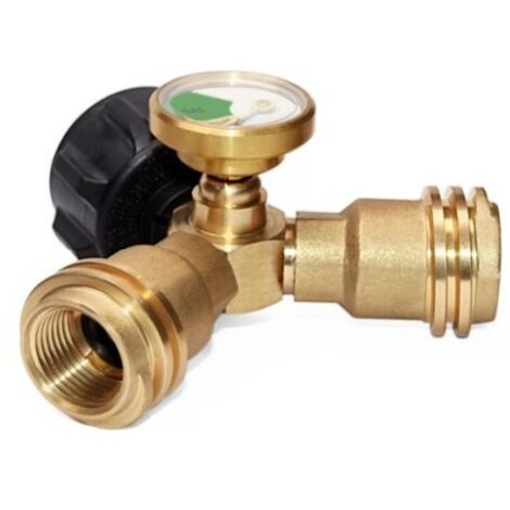 Déviateur de flux : Adaptateur en Y pour réservoir de propane (avec manomètre, raccord en T adaptateur GPL à deux voies)