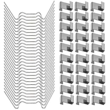Colliers de serrage en acier inoxydable pour panneaux de verre de serre, colliers de serrage en fil de fer W, colliers de serrage en Z pour verre, lot de 100 (1/5)