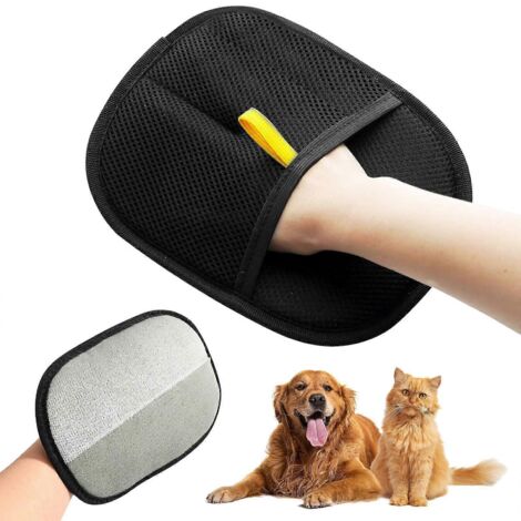 Gants de toilettage double face pour animaux, gants anti-statiques pour enlever les poils, gants pour enlever les peluches de chat