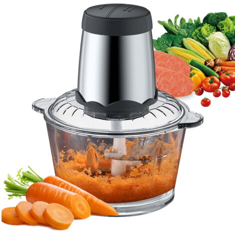 Hachoir à viande électrique à double vitesse, hachoir à légumes électrique à 4 lames doubles, puissant, avec récipient en verre de 3 L pour la cuisine domestique (1/5)