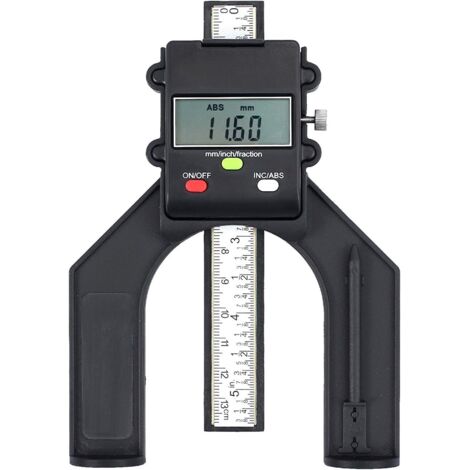 Jauge de profondeur et de hauteur numérique 80 mm (3,14 po) avec pile, précision de 0,10 mm (0,004 po), fonction ABS/INC, mesure de hauteur/profondeur pour la menuiserie et le travail du bois, scie ci