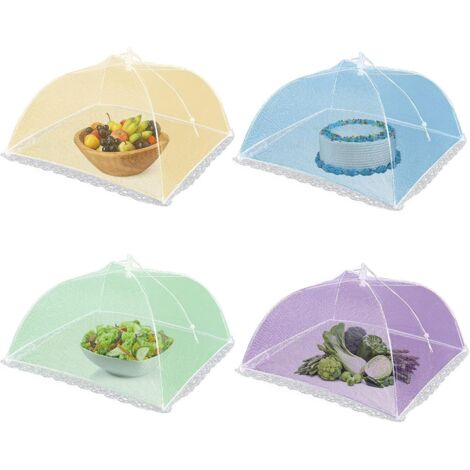 Cloche Alimentaire Parapluie, Cloche a Fruits 4 Pcs, Cloche Anti-Insectes Pop-up, Nourriture Maille, pour Barbecue Pique-Nique Aliments et Plus (Couleur Multiple) (1/5)