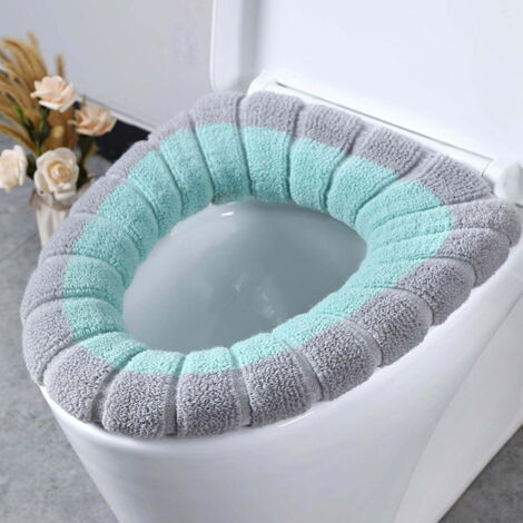 Housse de siège de toilette en coton épais et doux, antidérapante, chaude et confortable grâce à sa mousse à mémoire de forme, lavable et réutilisable. (1/5)