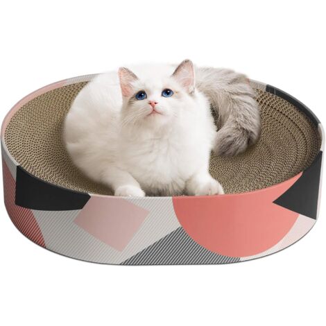Griffoir pour Chat, 44 x 34 x 10 cm, Tapis à Griffer Ovale en Carton Ondulé Recyclable, pour le Bien-Être et le Divertissement de Votre Chat. (1/5)