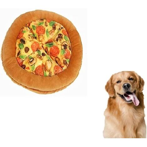 Jouet pour Chien en Peluche Pizza avec Couineur - Cadeau Amusant pour Chien - Jouet en Peluche Interactif, Durable et Sûr (Marron) (1/5)