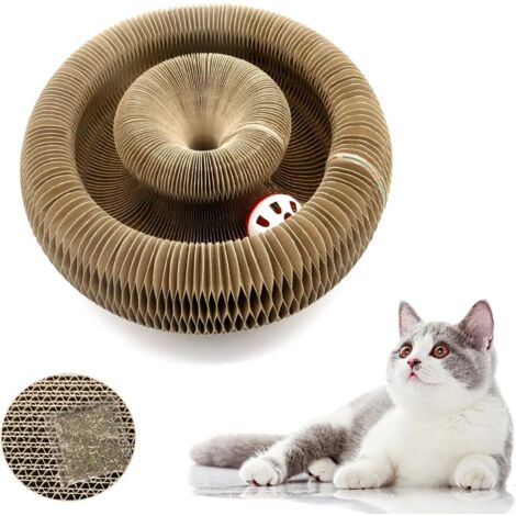 Griffoir pour Chats, Jouet pour Chat Lomhyve avec Clochette, Tapis à Griffer 2 en 1 en Carton Ondulé, Jouet à Griffer Interactif, Jouet Distributeur de Nourriture, Griffoir. (1/5)