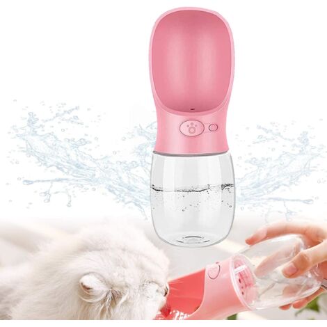 Gourde pour Chien, 350 ml, Gourde Portable pour Animaux de Compagnie, Idéale pour les Promenades, la Randonnée et les Voyages (Taille S, Rose) (1/5)