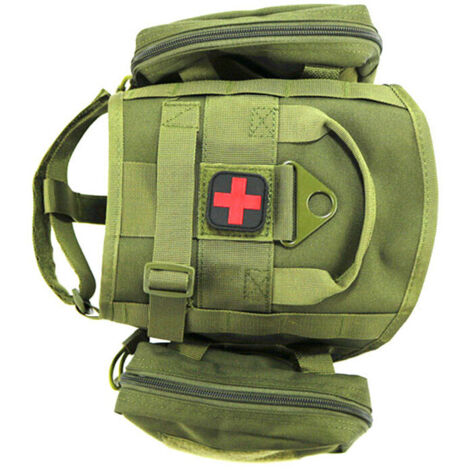 Harnais Tactique pour Chien, Manteau de Travail pour l’Entraînement K9 avec 2 Poches Latérales MOLLE (Vert Armée - Taille M)