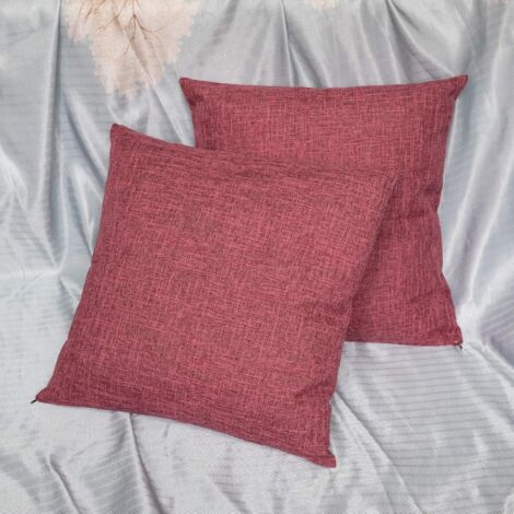 Lot de 2 housses de coussin en jute, 45 x 45 cm, décoratives, sans garniture, pour voiture, salon, chambre, bureau, décoration, rose rouge (1/5)