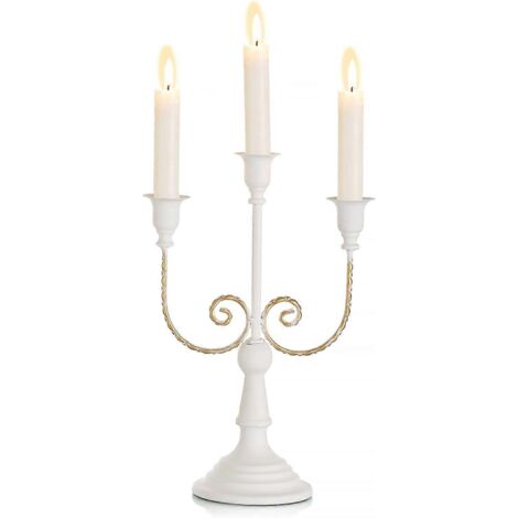 Bougeoirs coniques blancs - Lot de 3 bougeoirs pour centres de table de mariage